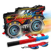 Truck Pinata voor feestartikelen Monster Truck Pinata Autopinata met stok en blinddoek voor jongens Feestdecoratie Coole verjaardagsfeestartikelen