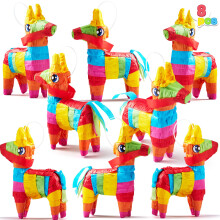 Cinco de Mayo 8 PCS Mini Donkey Pinatas 5.7 """" x7.5 """" Rainbow Color for Fun Fiesta Taco Party Suministies Luau Propiedades de fotos de temas mex