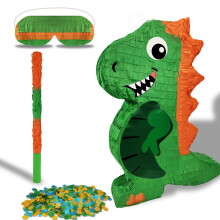 POUYRBA Dinosaurier-Pinata, Dinosaurier-Pinata für Jungen-Geburtstagsfeier, mit Fledermaus-Papier-Augenbinde und Konfetti, Dino-Pinata-Dinosaurier-Ge
