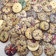 LASSUM 50 ks Vintage t l Zmie an vzory Hodiny 2 dierky Dreven gomb ky ijacie pr slu enstvo Dekorat vne gomb ky 20 mm