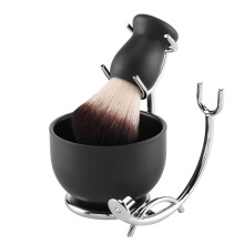 Set de perie de barbierit Aethland cu un kit de barbierit din lemn negru negru pentru barba?i include perie de barbierit dia de 3,1 inci din o?el