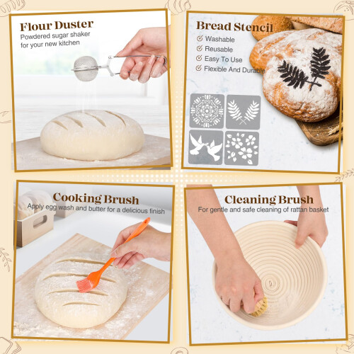 Sauerteig Starter Kit, Sauerteig Brotbackzubehör, Brot Gärkorb, Brotbackset 2