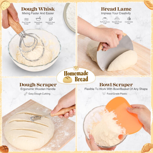 Sauerteig Starter Kit, Sauerteig Brotbackzubehör, Brot Gärkorb, Brotbackset 1