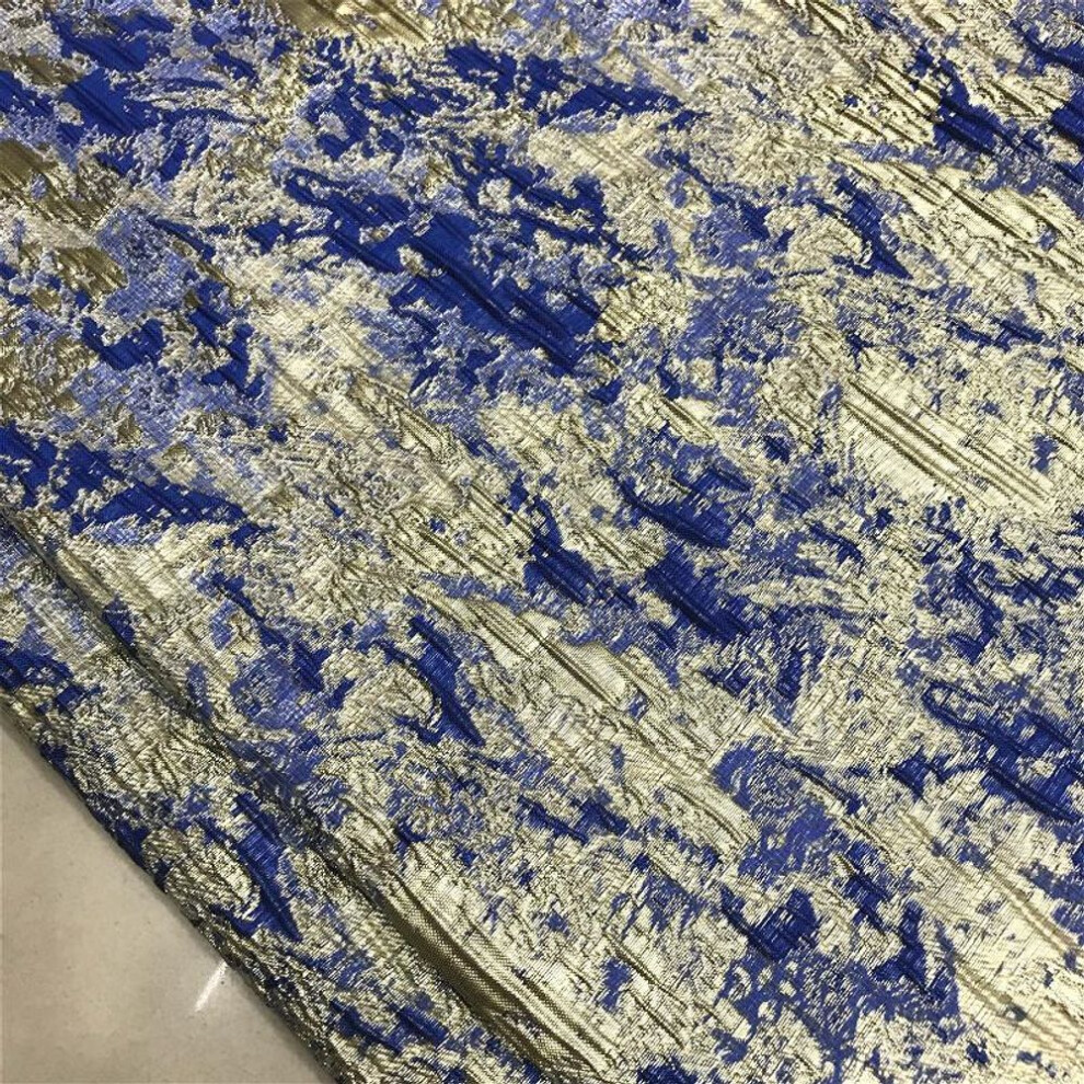 (royal blue) "high-end Gold Silk Jacquard Dress: European And American Style