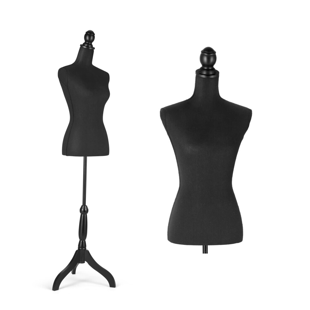 Mannequin de couture femme HOMBOUR, buste de 132     170 cm, hauteur r   glable, avec tr   pied, pour pr   sentation de bijoux, noir