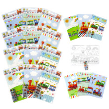 Tiny Mills Train Coloring Book Set with 12 Coloring Books and 48 Crayons Train Birthday Party Favor Bag Filler Rewards Classroom Party Chugga Chu