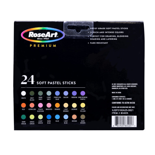 RoseArt Premium 24ct Μαλακοί Παστέλ Στύλοι για Επαγγελματίες - Πλούσιοι Χρωματισμοί 2