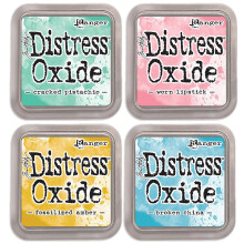 NIEUW Ranger Tim Holtz Distress Oxide 4-inktkussens: GEBARSTEN + GEBROKEN + VERFOSSILISEERD + VERSLETEN