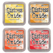 Tim Holtz Ranger Distress Oxide Ink Bundle J - Vier 3"" x 3"""" Pads - Mosterdzaad Wild Honey Ripe Persimmon Barn Door (Drie nieuwe herfst 2018)