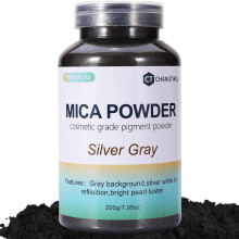 Micapoeder 7,05 OZ? 200 g? Zilvergrijs mica poederpigment voor epoxyhars? Lipgloss? Verf? Kleurstof? Zeep maken? Nagellak Kaarsen maken Badbommen (zi