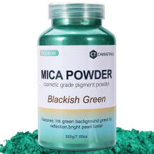 Micapoeder 7,05 OZ? 200 g? Zwartachtig groen mica poederpigment voor epoxyhars? Lipgloss? Verf? Kleurstof? Zeep maken? Nagellak Kaarsen maken Badbomm