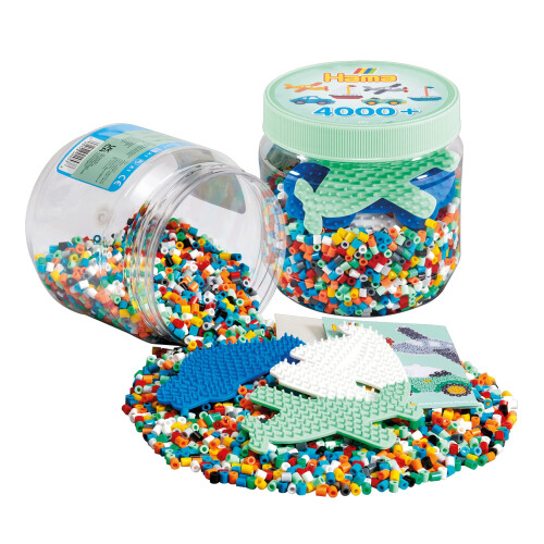 Hama Hama Beads 2053 4K Perlen und 3 Stiftplatten in Dose, Gr   n