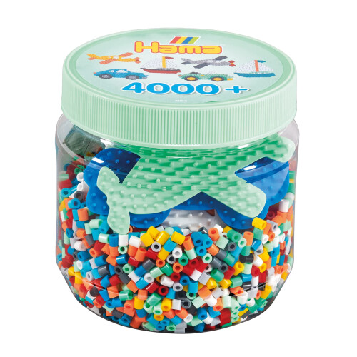 Hama Hama Beads 2053 4K Perlen und 3 Stiftplatten in Dose, Gr   n 1