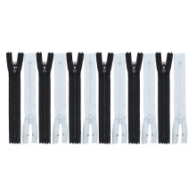Zipperstop nagykereskedelmi YKK 16"""" cipzr YKK #3 szoknya s ruha ~ 6 fekete s 6 fehr (12 cipzr / csomag)