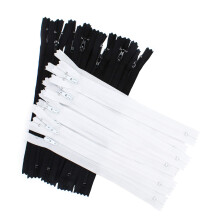 ZipperStop Groothandel - 50 stuks ~ Zwart 25 & Wit 25 YKK #3 Nylon Spiraalritsen Op maat Naaigereedschap Kledingaccessoires 9 Inch Made in USA
