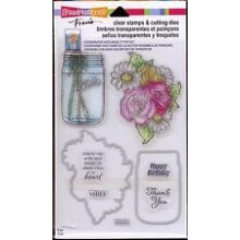 Stampendous Clear Stamps & Cutting Dies ~ Hallo Verjaardag Mason Jar Bloemen