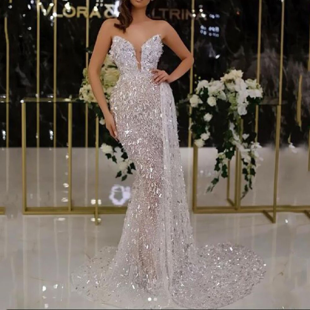 (silver, XL) 2025 Women's Sexy V-Neck Silver Suspender Maxi Dress