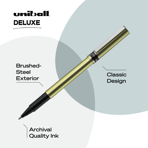 Uni-Ball Uniball Deluxe Rollerball Pen - 12 Black Pen 1