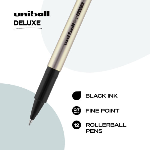 Uni-Ball Uniball Deluxe Rollerball Pen - 12 Black Pen 2