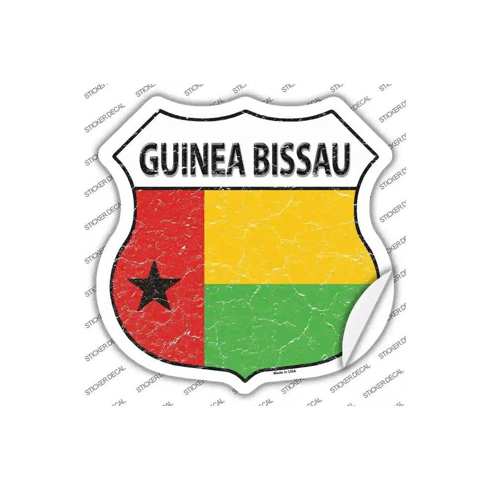 Smart Blonde Hs-270S-S Guinea Bissau Flag Novelty Highway Shield Sticker Decal - Small 792636443893