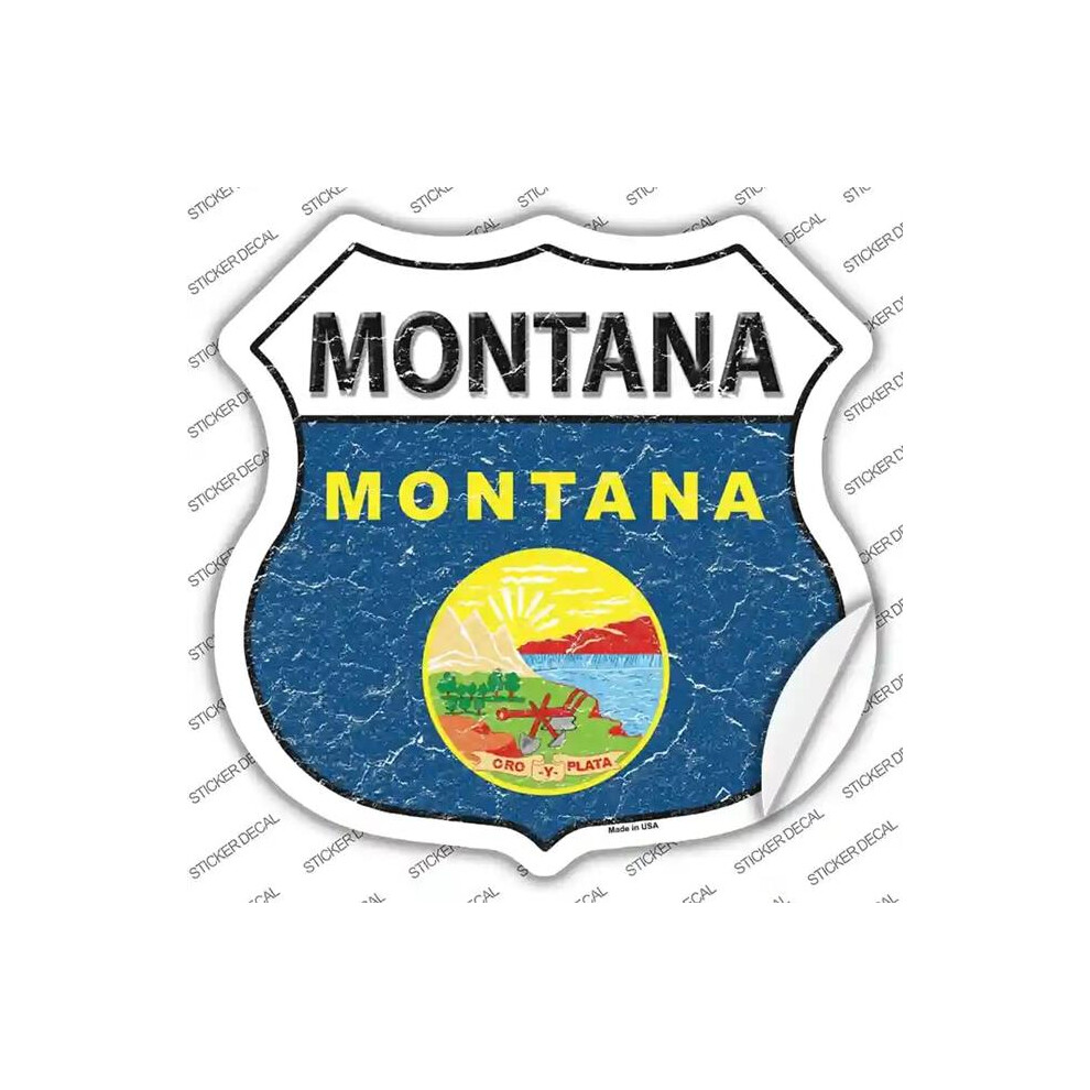 Smart Blonde Hs-134S-L Montana Flag Novelty Highway Shield Sticker Decal - Large 792636443831