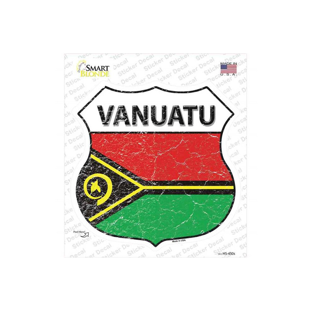 Smart Blonde Hs-450S-M Vanuatu Flag Novelty Highway Shield Sticker Decal - Medium 792636444227