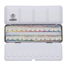 Schmincke - HORADAM AQUARELL Color Box with 24 Finest Watercolors 74424097 Black Metal Box Painting Set Premium Watercolors 24 x 1/2 Pans