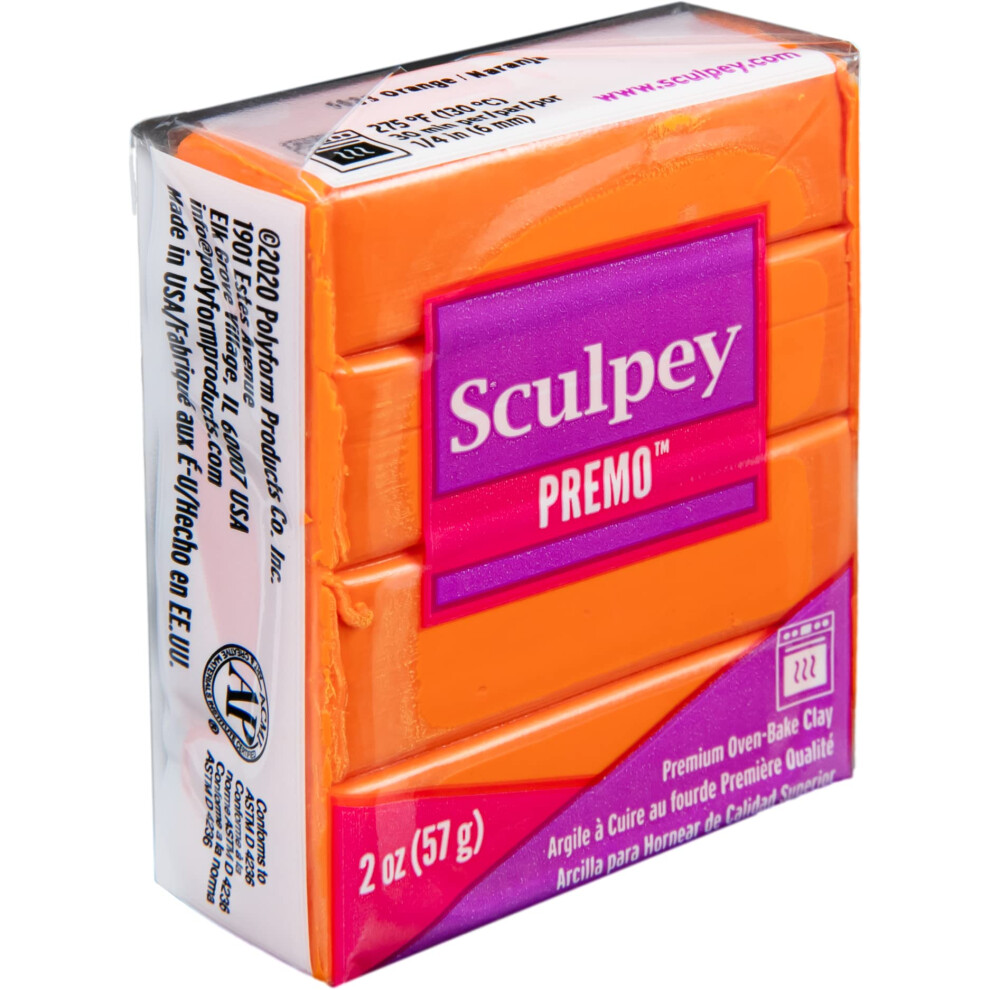 Sculpey Premo? Polymer Oven-Bake Clay, Orange, Non Toxic, 2 oz. bar, Great for jewelry making, holiday, DIY, mixed media and home d?cor projects. Pre
