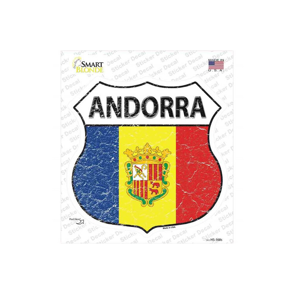 Smart Blonde Hs-168S-M Andorra Flag Novelty Highway Shield Sticker Decal - Medium 792636443572