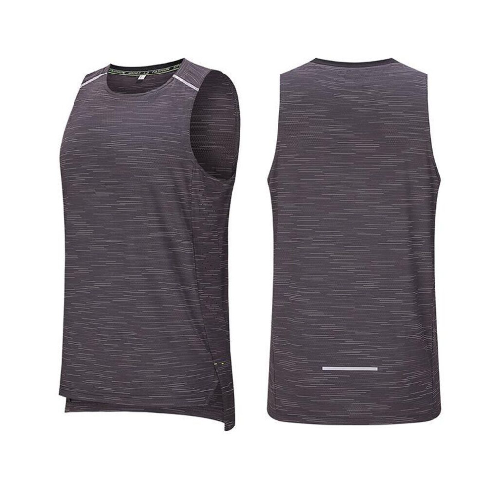 (gray, 2XL (Recommended Weight: 140-150 jin)) "Men's Quick Dry Sleeveless Fitness Vest - Large Size for Running & Marathon