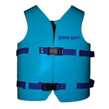 TRC Recreation Super Soft Child Size Medium Life Jacket USCG Approved Vinyl Coated Foam Swim Vest for Kids Swimming Pool and Beach Gear Marina Blue