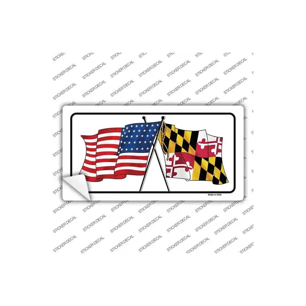 Smart Blonde Lp-11480S-Xl Maryland Crossed Us Flag Novelty Sticker Decal - Extra Large 792636493317