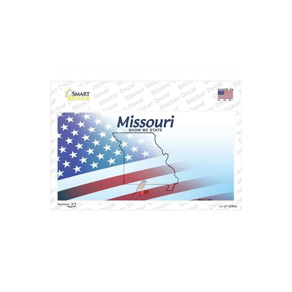 Smart Blonde Lp-12465S-M Missouri Half American Flag Novelty Sticker Decal - Medium 792636494178