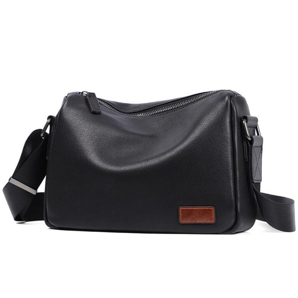 (black) 2024 Men's Genuine Leather Cowhide Messenger Bag - Small Casual Outdoor Shoulder Bag