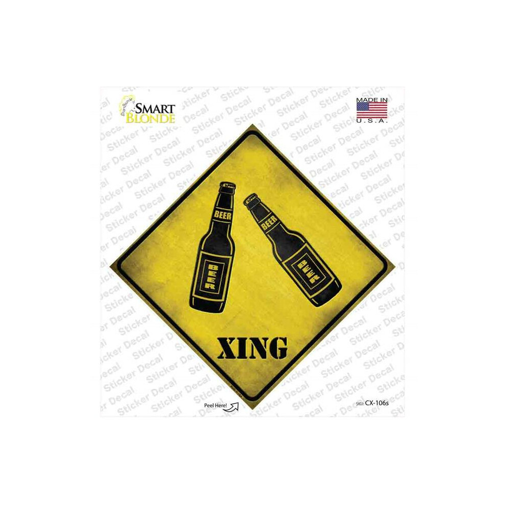 Smart Blonde Cx-106S-M Beer Xing Novelty Diamond Sticker Decal - Medium 792636443244