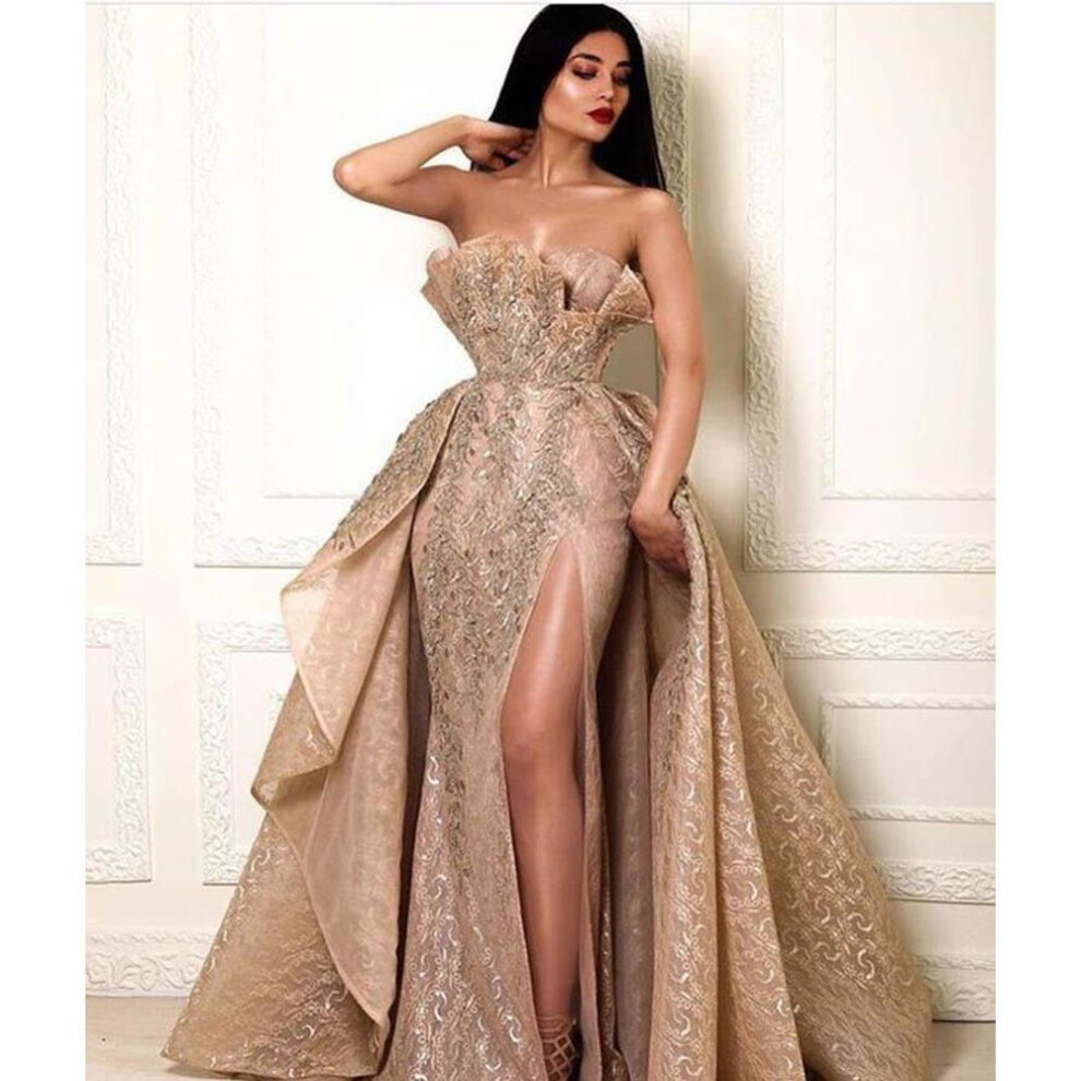 (gold, S) "2025 Elegant Women's Evening Dress - Sexy Tube Top Long Skirt
