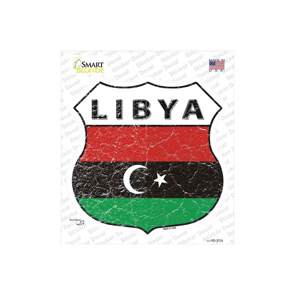 Smart Blonde Hs-313S-M Libya Flag Novelty Highway Shield Sticker Decal - Medium 792636444128