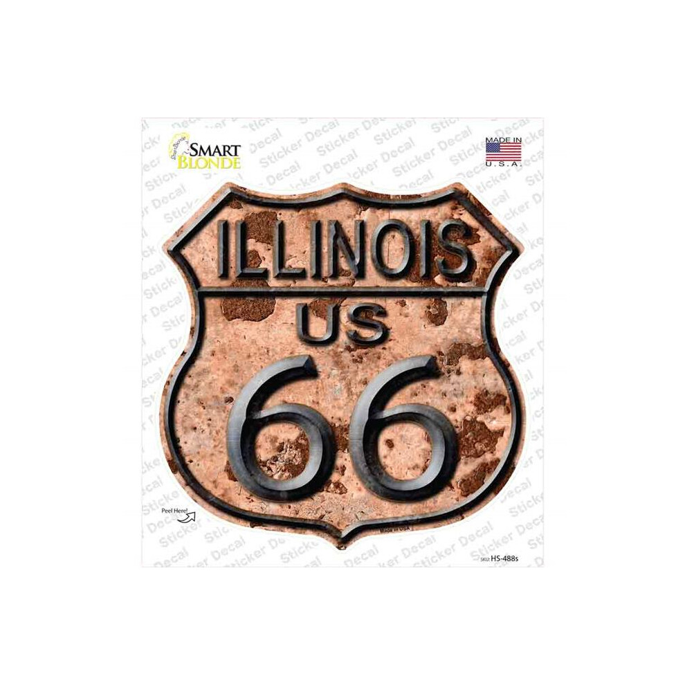 Smart Blonde Hs-488S-M Illinois Route 66 Rusty Novelty Highway Shield Sticker Decal - Medium 792636445286