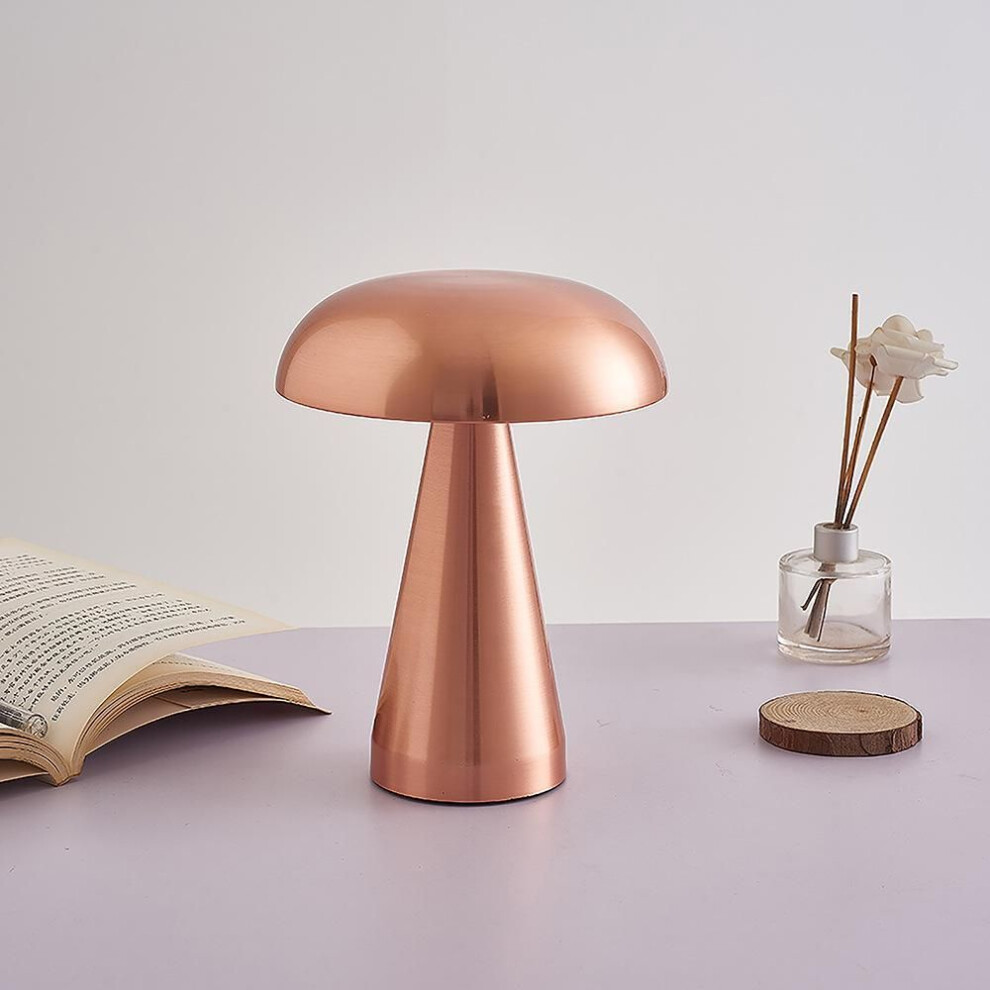 (rose gold, 3W) "Danish Coconut Tree Mushroom Lamp: Portable Metal Table Lamp for Outdoor, Study, Bedroom, or Bar Atmosphere