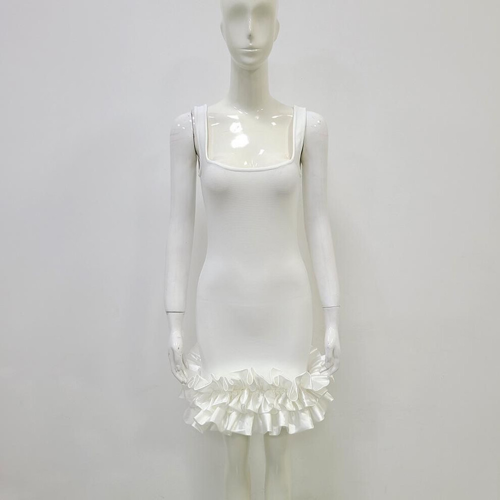 (white, Large) "women's Sexy Bandage Dress With Floral Hem