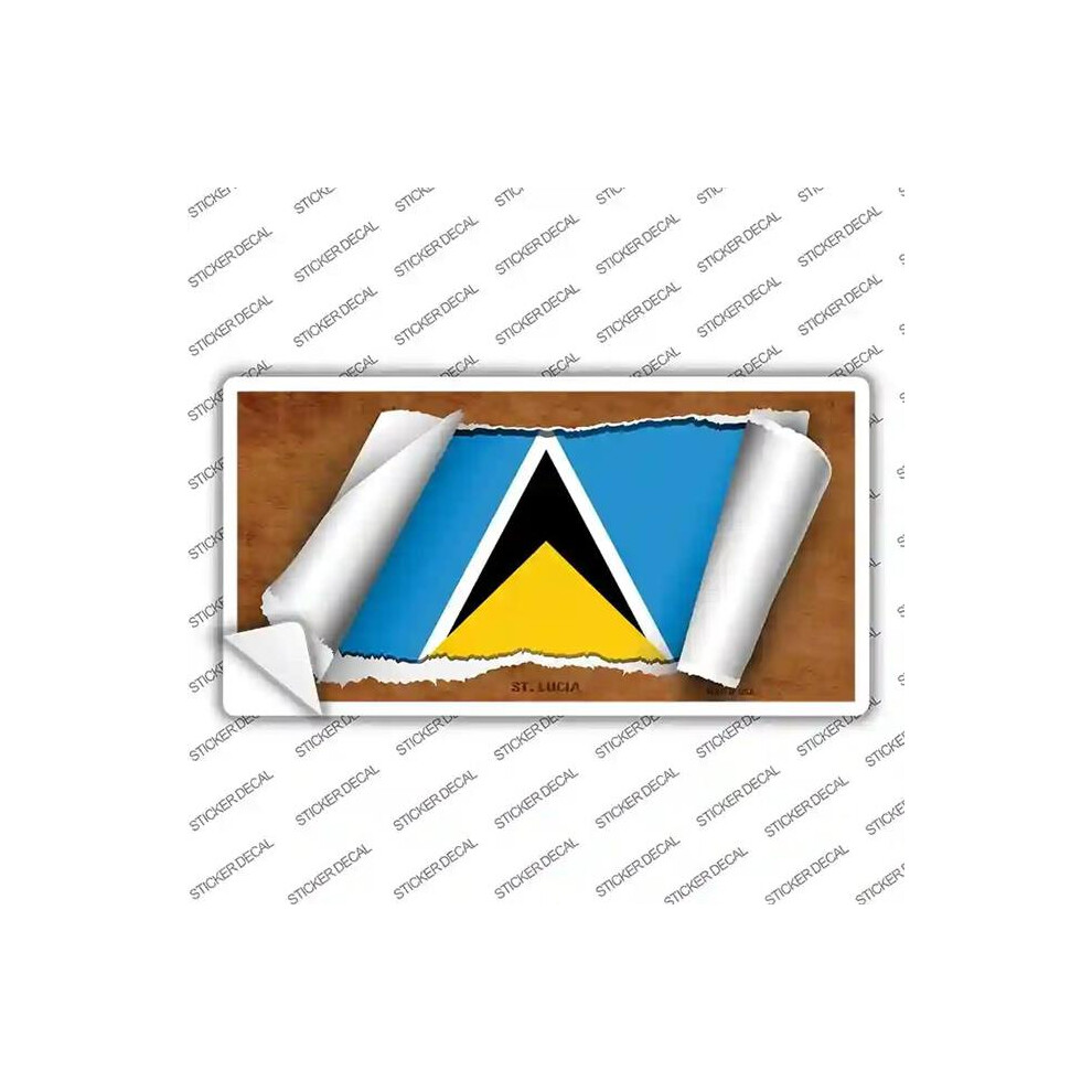 Smart Blonde Lp-9291S-Xl St Lucia Flag Scroll Novelty Sticker Decal - Extra Large 792636462290