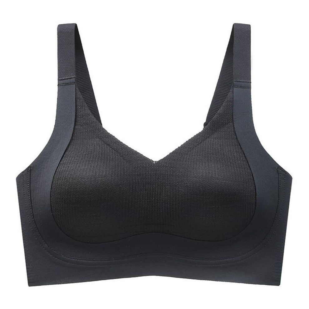 (black, 4XL (180-200 lbs, 44/100BCD)) Seamless Women's Sports Bra: Large Bust Support, No Steel Ring, Anti-Sagging, Cool Comfort, Vest Style