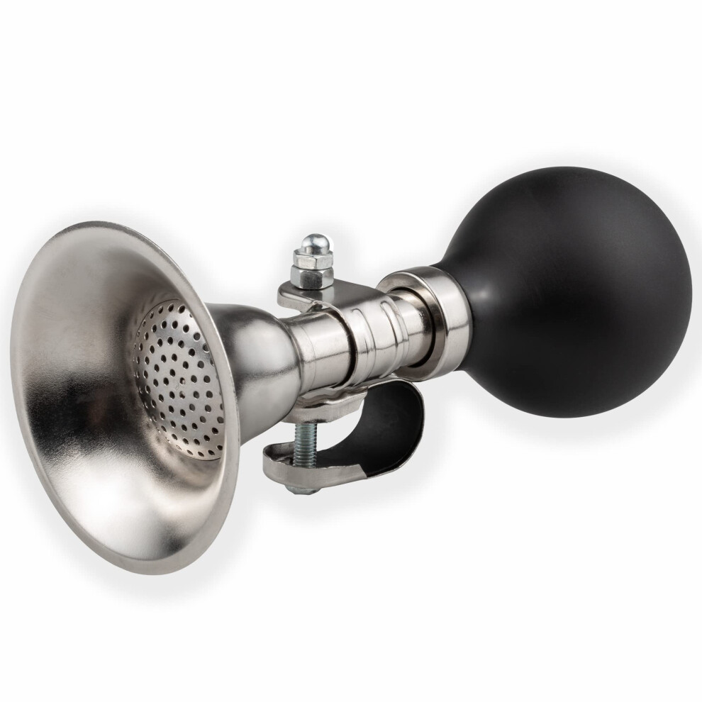 Schwinn Classic Retro Bike Horn for Adult and Kids Bike  Loud  Chrome  Stainless Steel Design  Weather Resistant  Universal Attachment to Most Bike Ha