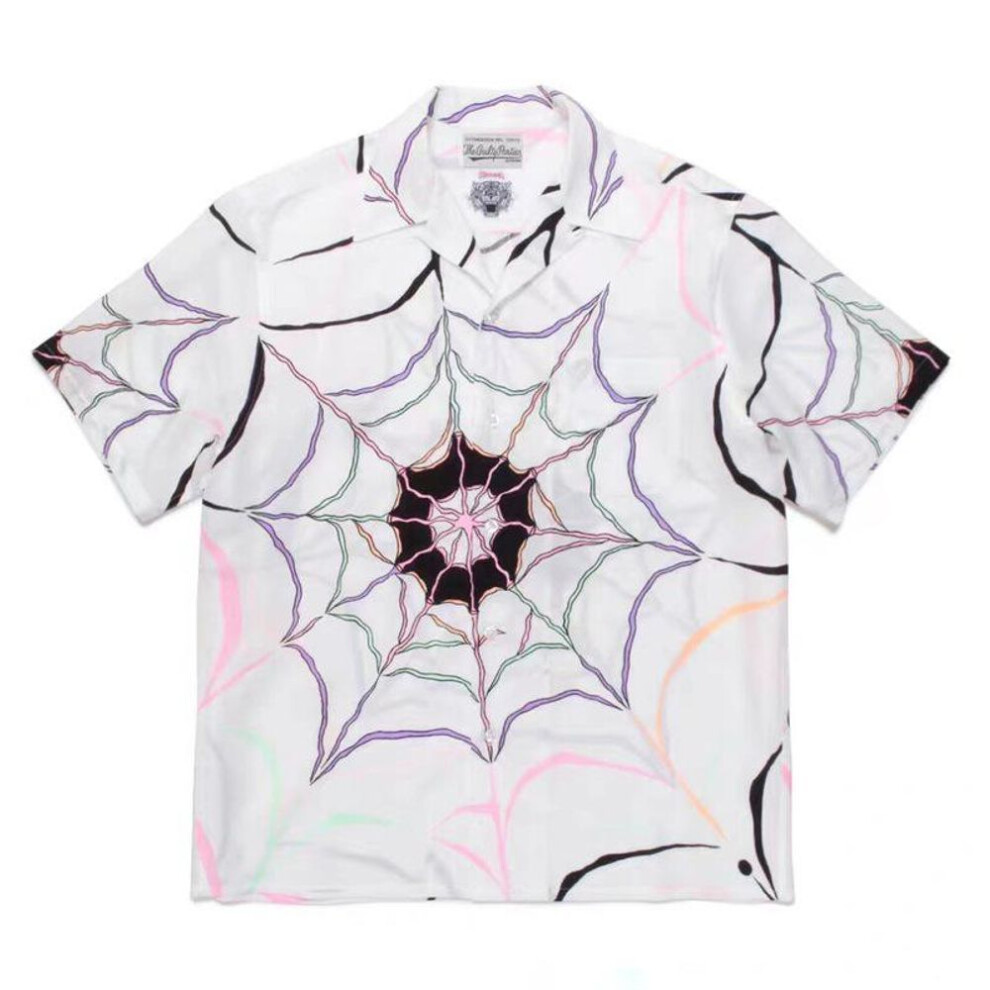 (white, Large) WACKO MARIA 21AW Wolf's Head Spider Hawaiian Short-Sleeve Shirt