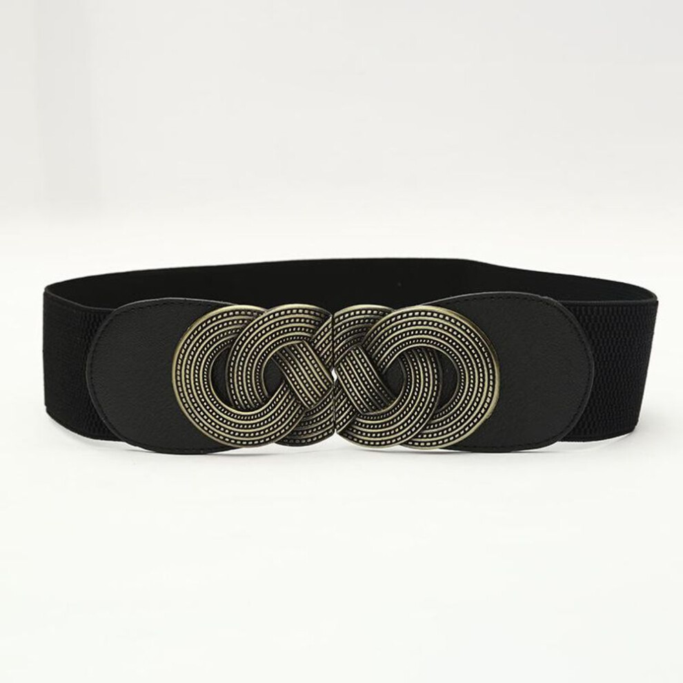 (black) Women's Retro Wide Elastic Waist Belt - Fashionable and Versatile for Dresses, Coats, and Down Jackets