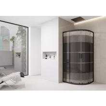 (900mm Quadrant) Quadrant Shower Enclosure Black Print Slimline Stone Tray 700 800 900 - Black Frame