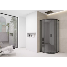 (800mm Quadrant With Tray) Quadrant Shower Enclosure Black Tint Slimline Stone Tray 700 800 900 - Black Frame
