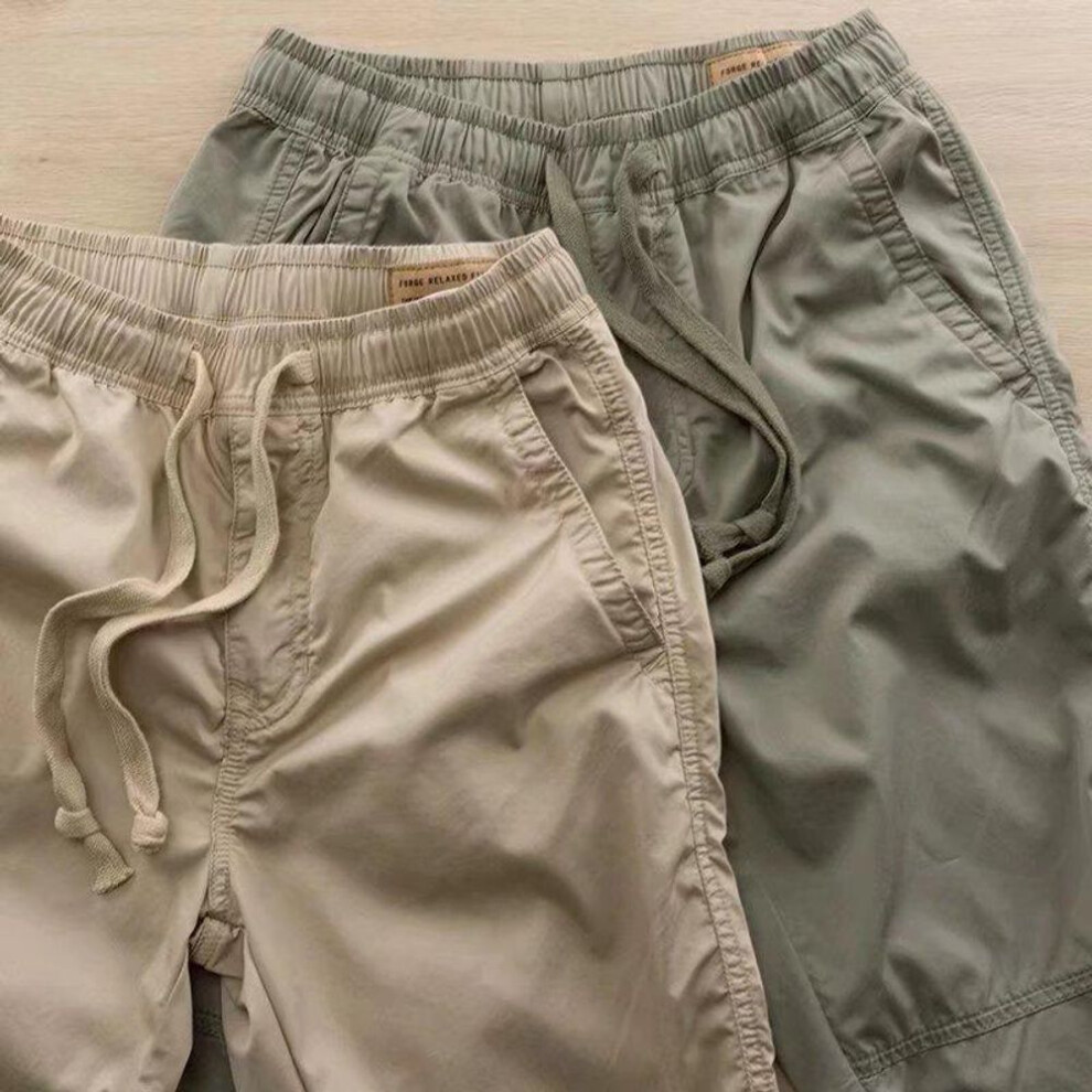 (khaki, 4XL) Men's Trendy Drawstring Overalls - Versatile Casual Pants For Spring & Summer