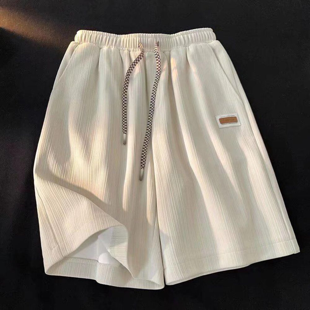 (apricot, L) "Men's Summer Ice Silk Casual Basketball Shorts - Trendy, Loose, Versatile