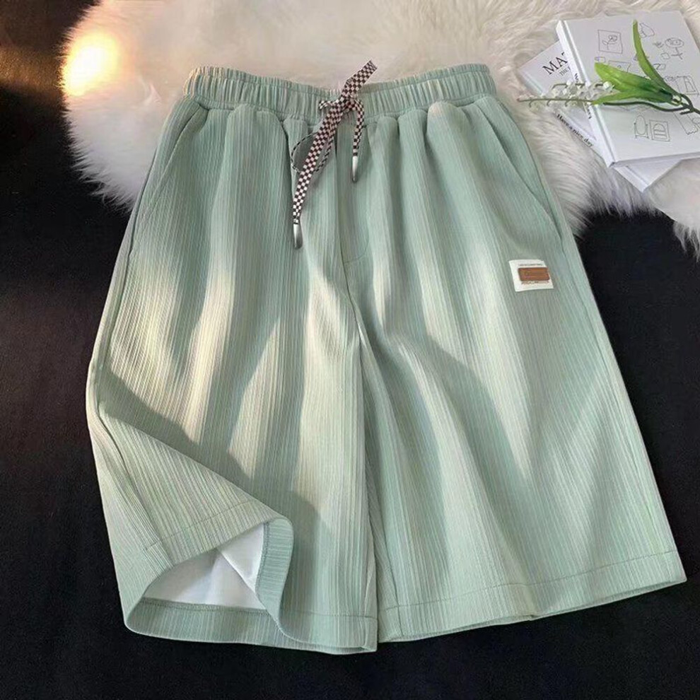 (green, 3XL) "Men's Summer Ice Silk Casual Basketball Shorts - Trendy, Loose, Versatile